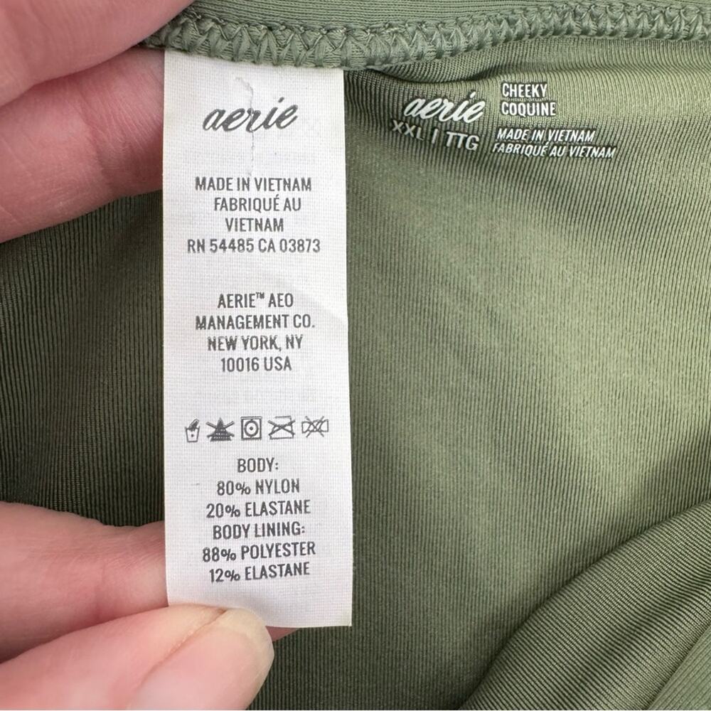 Aerie Cheeky Bikini Bottom Low Cut Olive Army Green Size XXL Vacation Beach NWOT - Picture 6 of 8